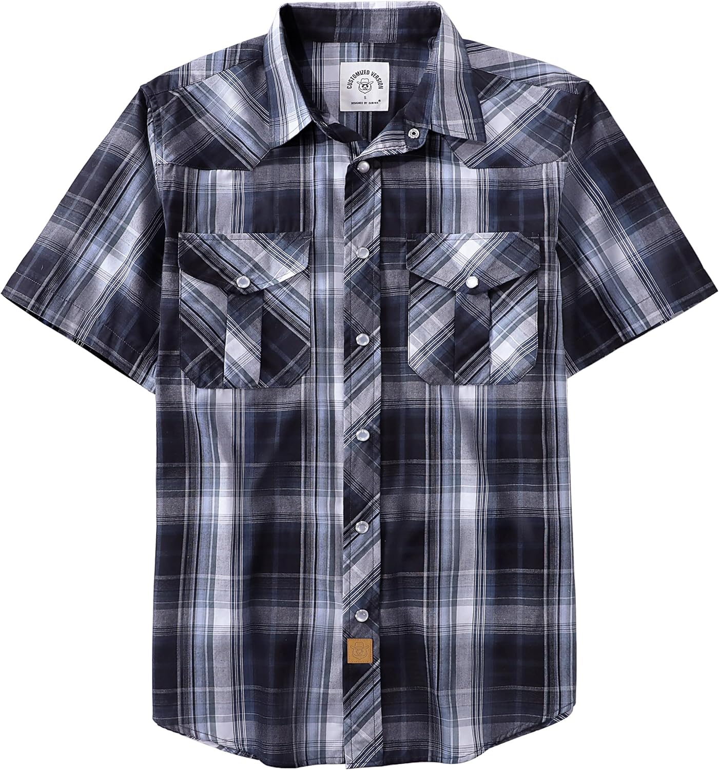 Dubinik Short Sleeve Plaid Pearl Snap Shirts for Men Casual Wear