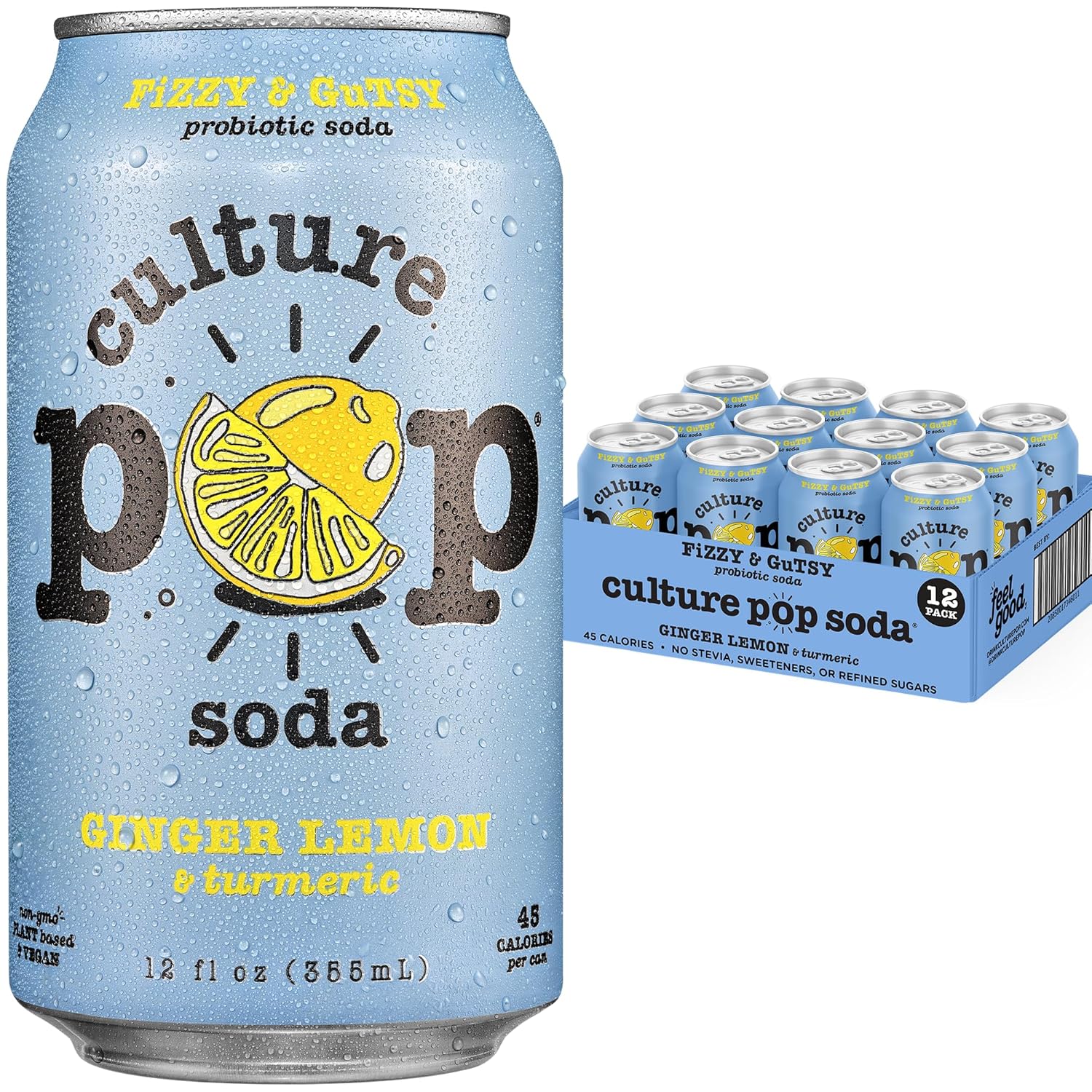 Culture Pop Probiotic Low Sugar Soda with Ginger Lemon & Turmeric