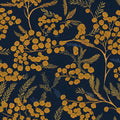 Boho Wallpaper Peel and Stick Navy Blue Gold Leaf - Removable Floral