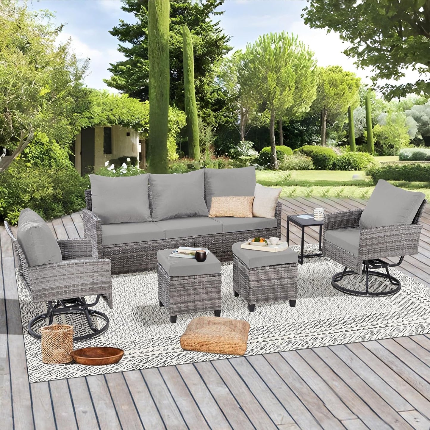 6 Pieces Outdoor Swivel Patio Furniture Set for Comfort and Style
