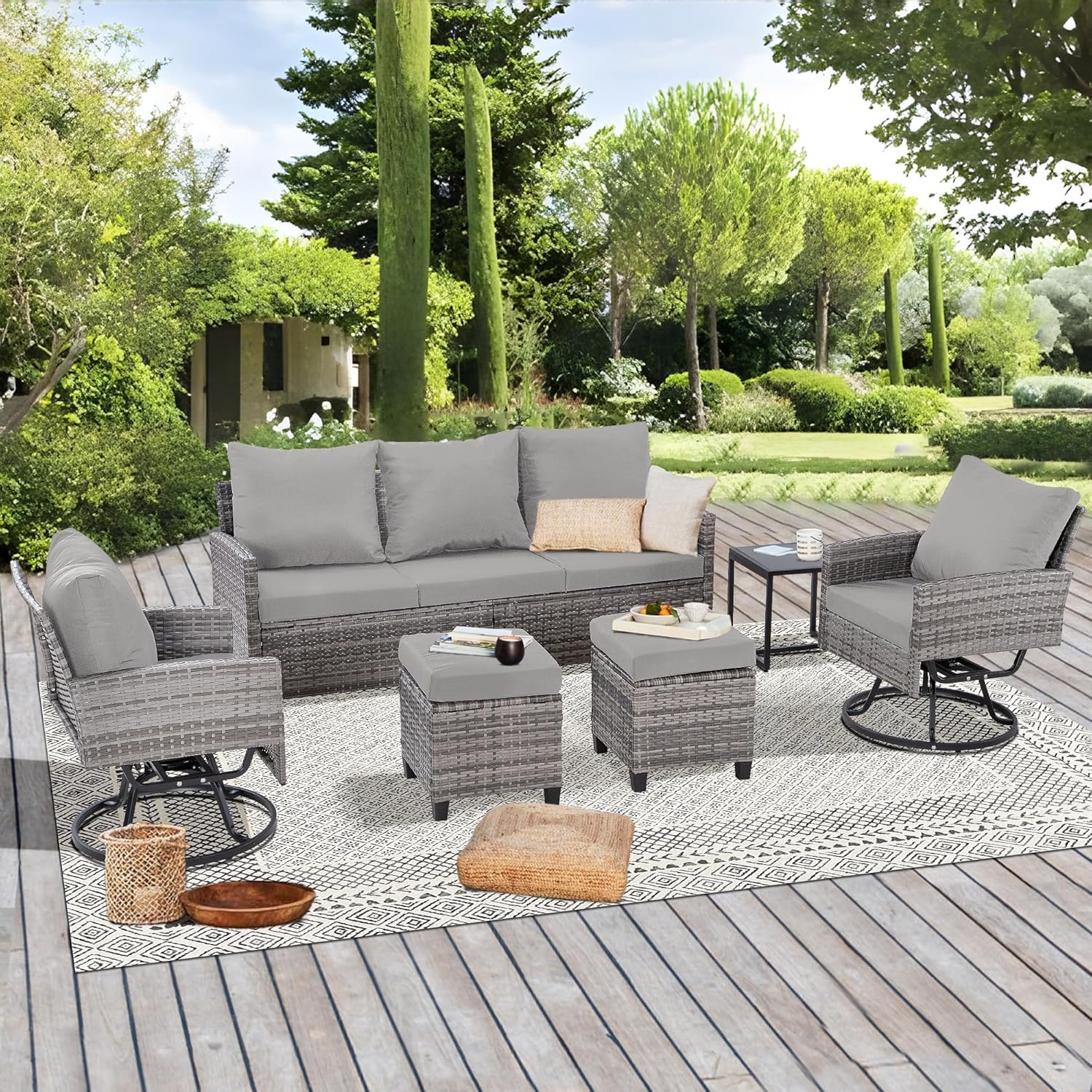 6 Pieces Outdoor Swivel Patio Furniture Set for Comfort and Style