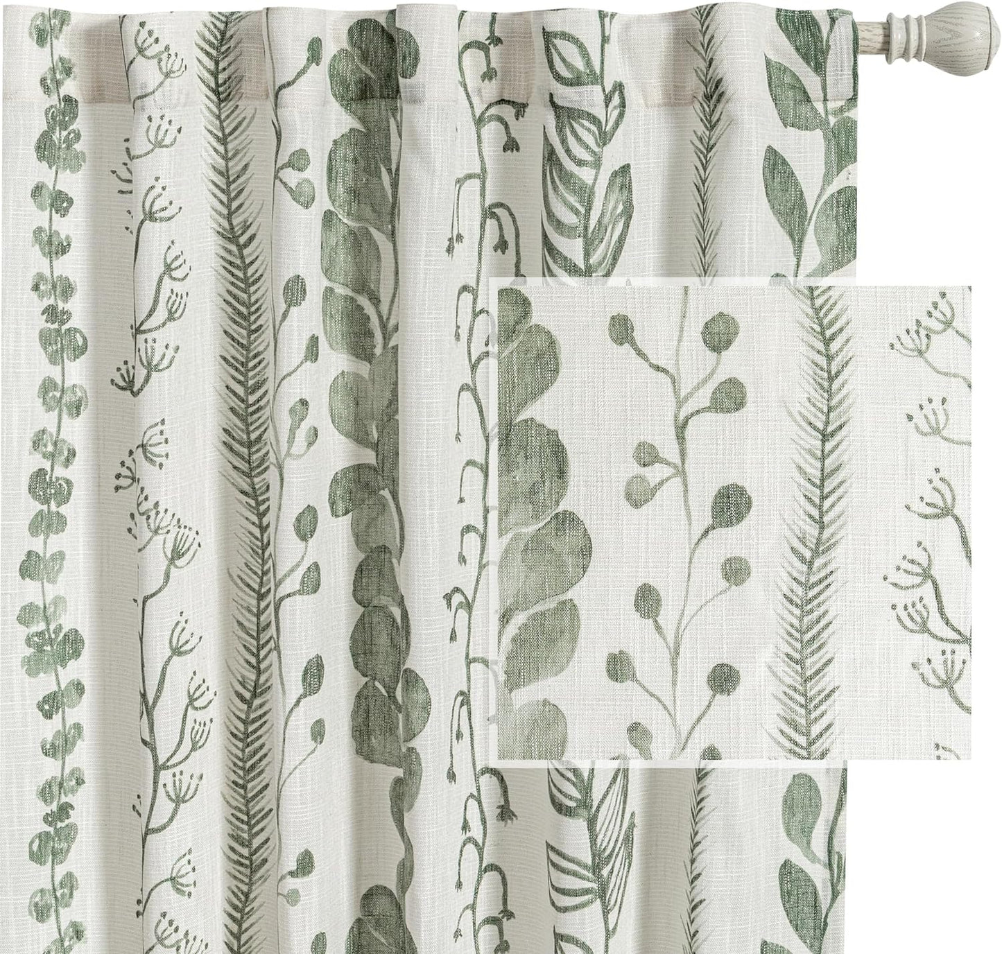 Sage Green Curtains 84 Inches Long for Boho Living Room Decor