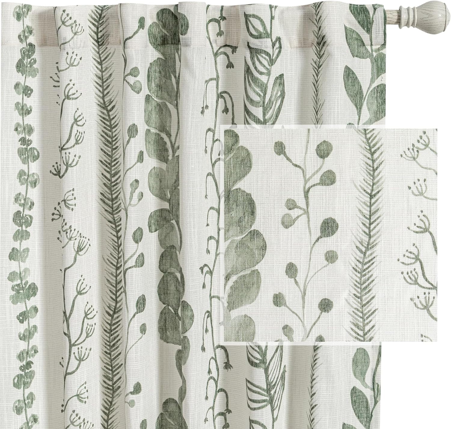 Sage Green Curtains 84 Inches Long for Boho Living Room Decor
