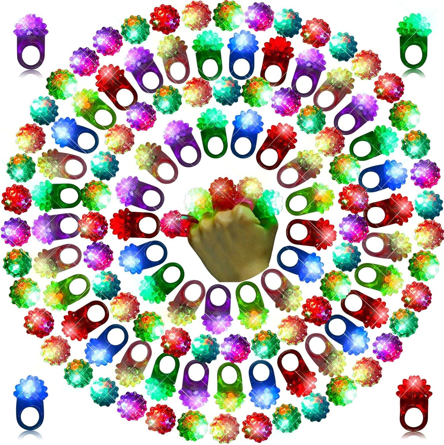 Sosation 100 Pcs Halloween Light Up Rings for Kids Parties