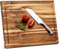Large Teak Wood Cutting Board 18 x 14 x 1.2 in - Solid Beeswax Finish
