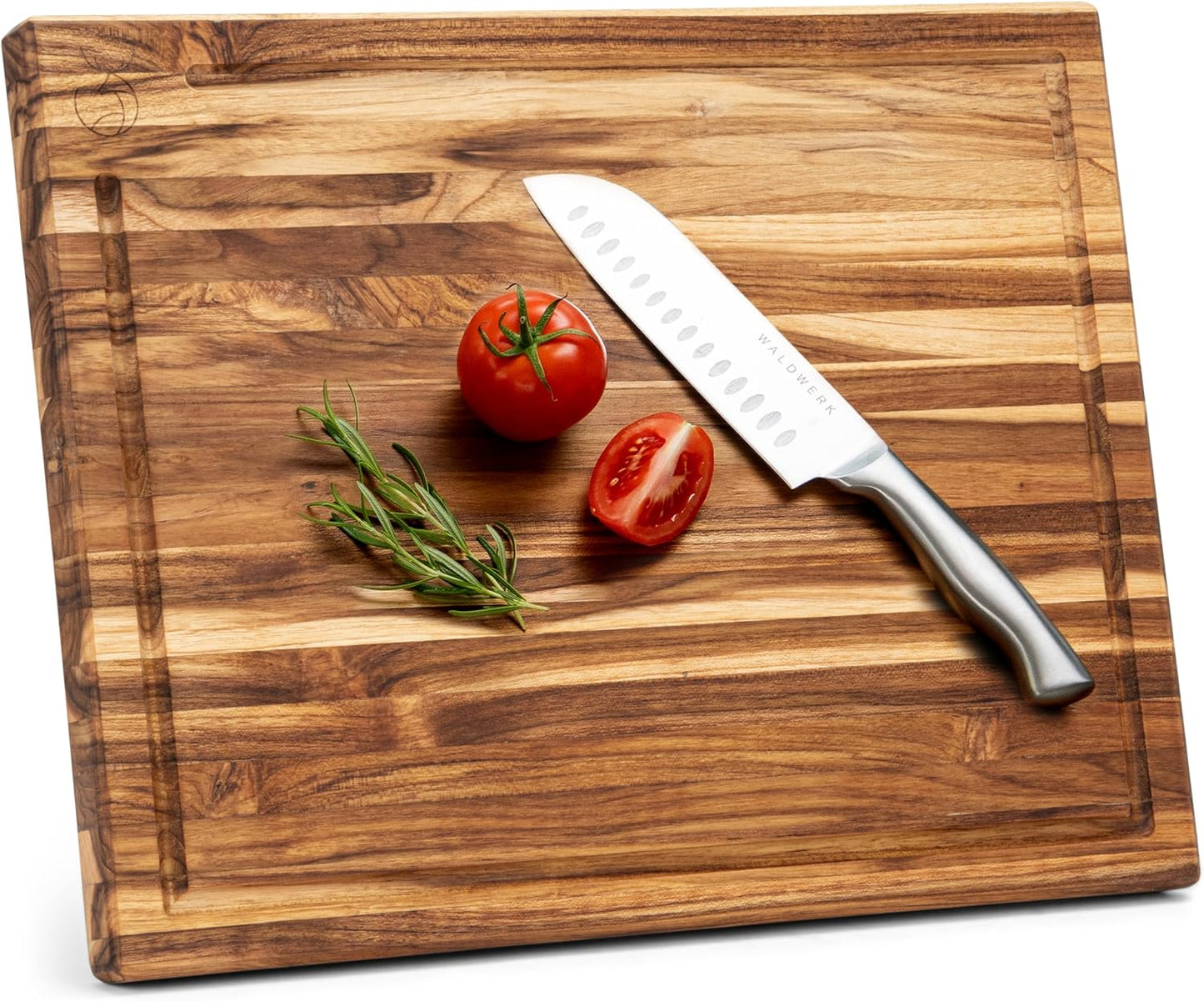WALDWERK Large Teak Wood Cutting Board for Kitchen Use