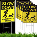 Reflective Kids and Pets at Play Safety Signs 6 Pack - Visible Slow