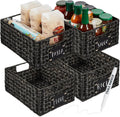 Water Hyacinth Pantry Baskets Set of 4 9x12in - Black Chalk Labels
