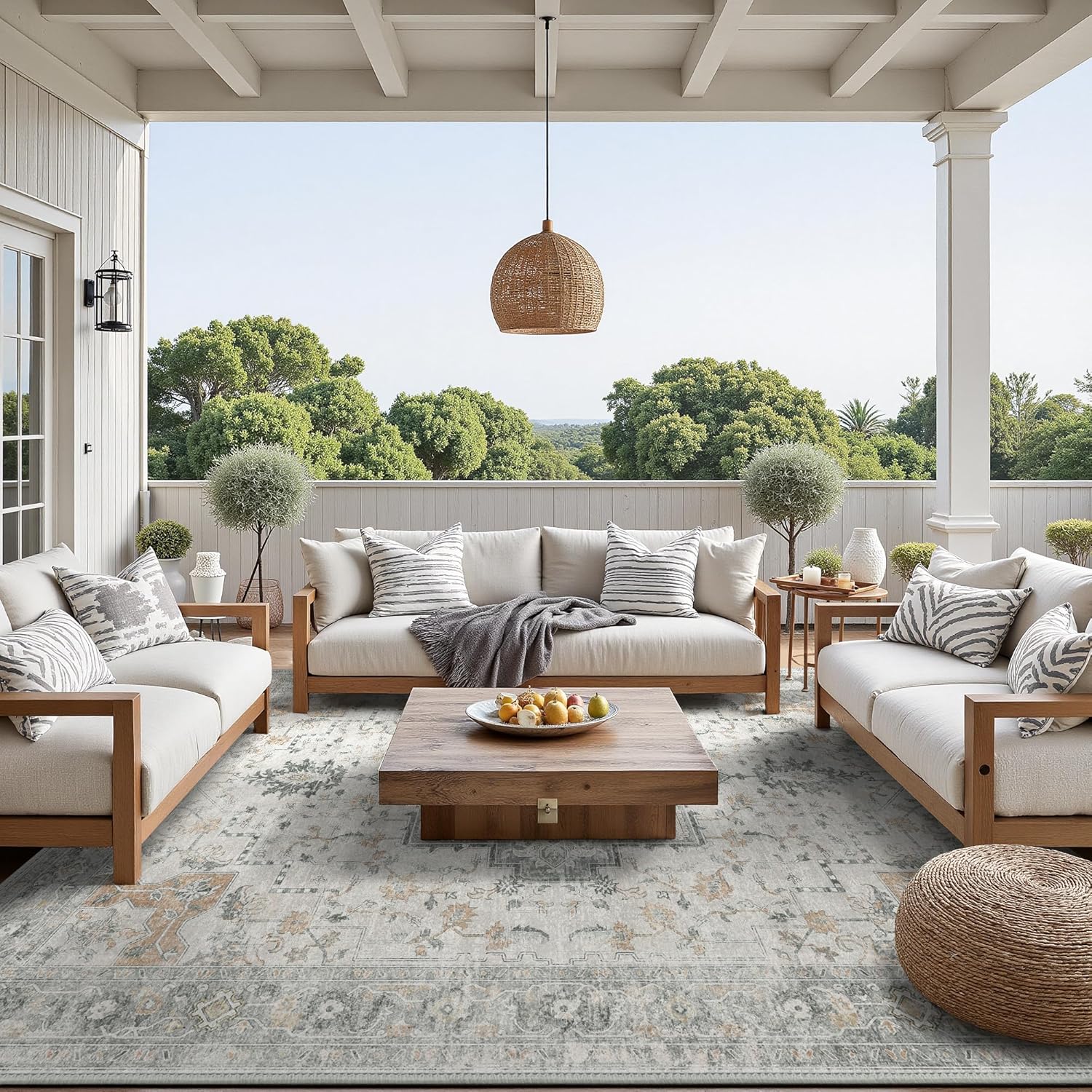 GENIMO Outdoor Indoor Area Rug 8ftx10ft Waterproof Non-Shedding