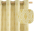 Mustard Yellow French Country Curtains 63 in - Boho Leaf Jacquard