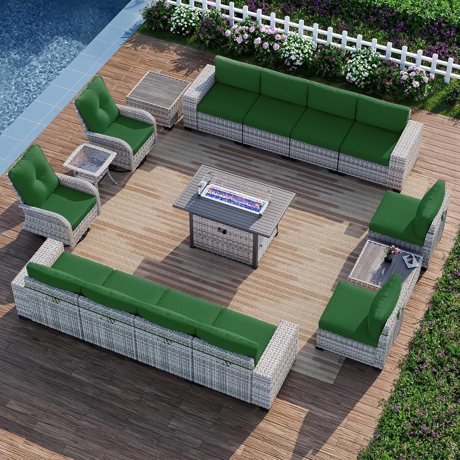 16-Piece Outdoor Patio Furniture Set with Fire Pit Table