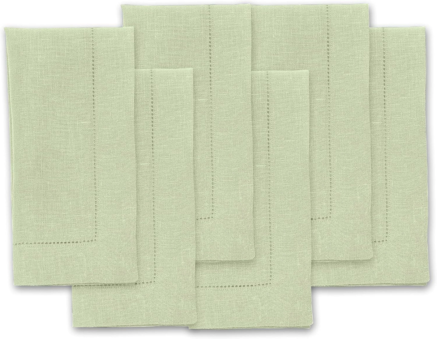 Pure Linen Sage Green Dinner Napkins Set of 6 for Holidays