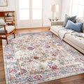 Washable Area Rug Vintage 6ft x 9ft Light Traditional - Thin Retro