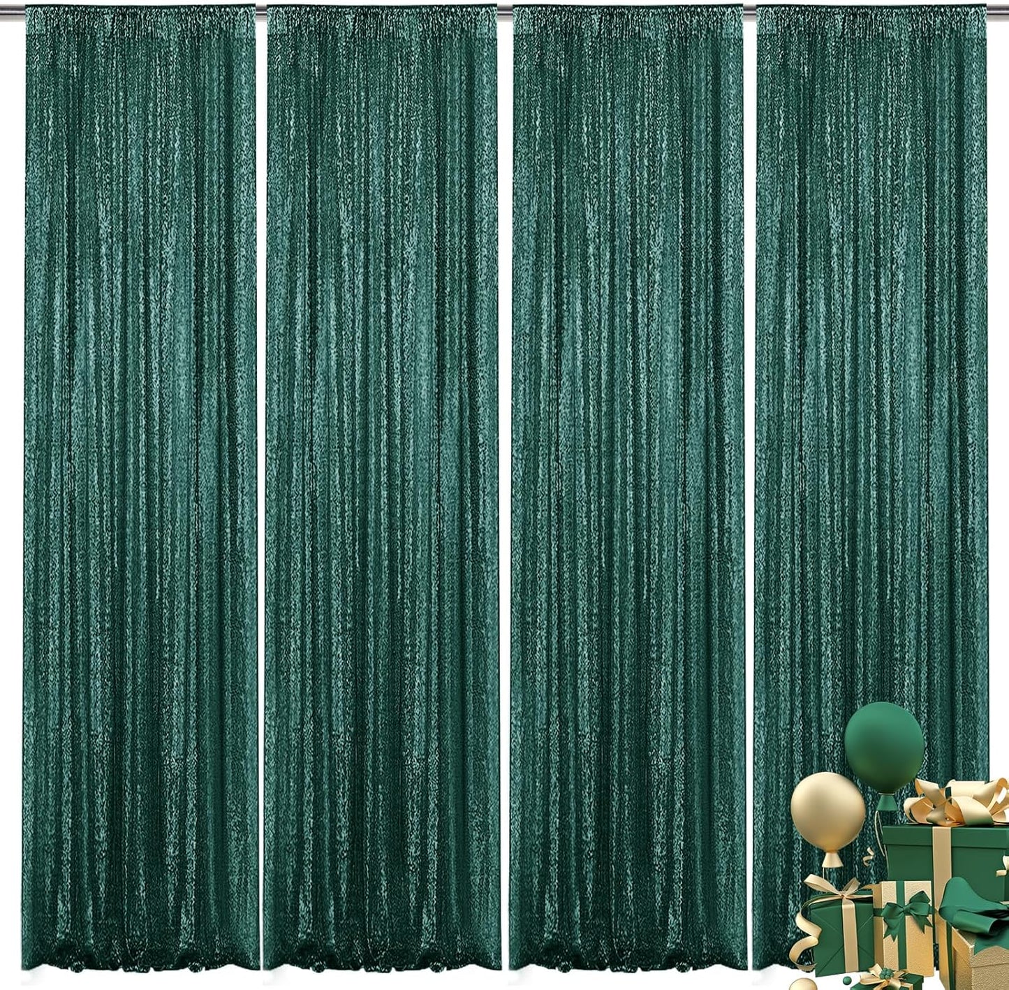 Dark Green Sequin Backdrop Curtain for Stunning Event Decor