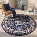 Round Floral Washable Rug 6ft Circle - Soft Low Pile Accent Rug