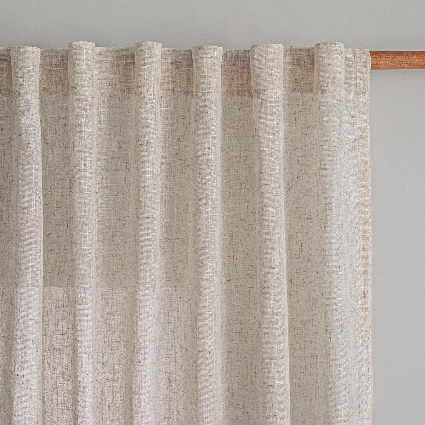 MYSKY HOME Linen Curtains 90 Inches Long for Living Room Decor
