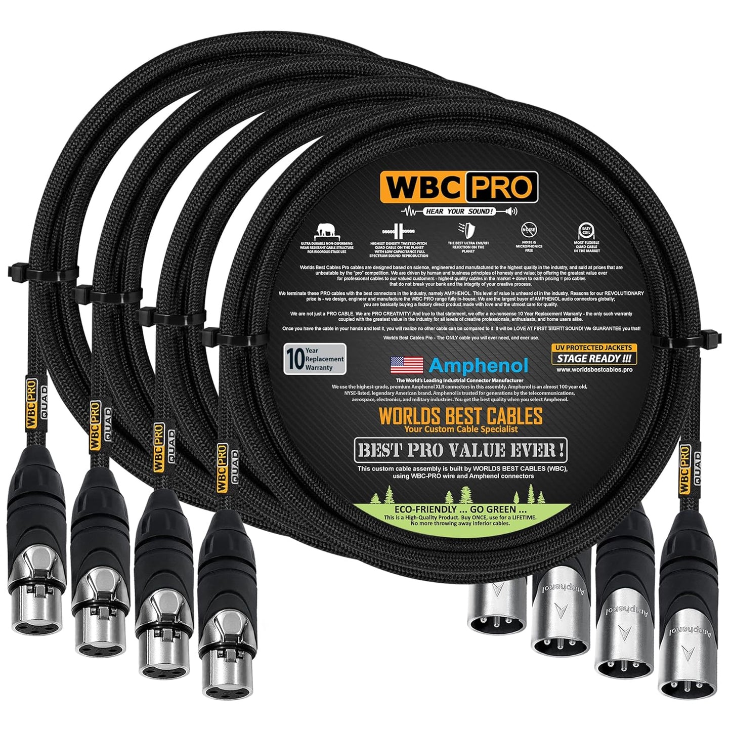 4 Units of 6 Foot Ultra-Silent Flexible Star-Quad Cable