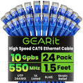 Cat 6 Ethernet Cable Pack 24-Pack 1.5 ft Blue - 10 Gbps Reliable Runs