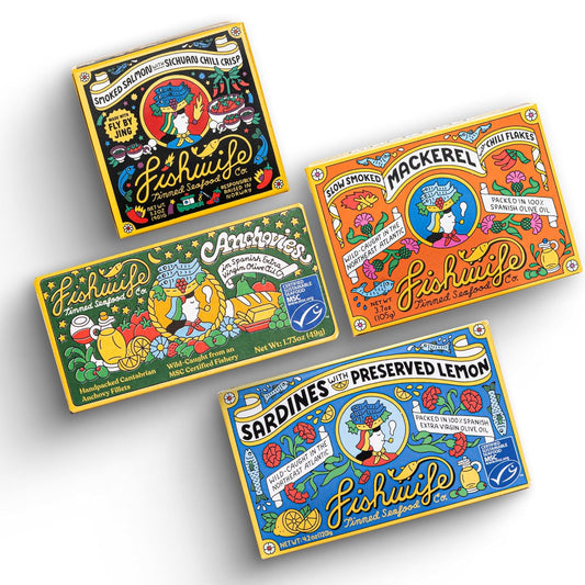Fishwife Tinned Fish Forever 4-Pack: Salmon, Mackerel, Sardines
