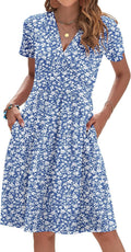 Stylish Women's Floral Sundress 2025 with Short Sleeves and V Neck