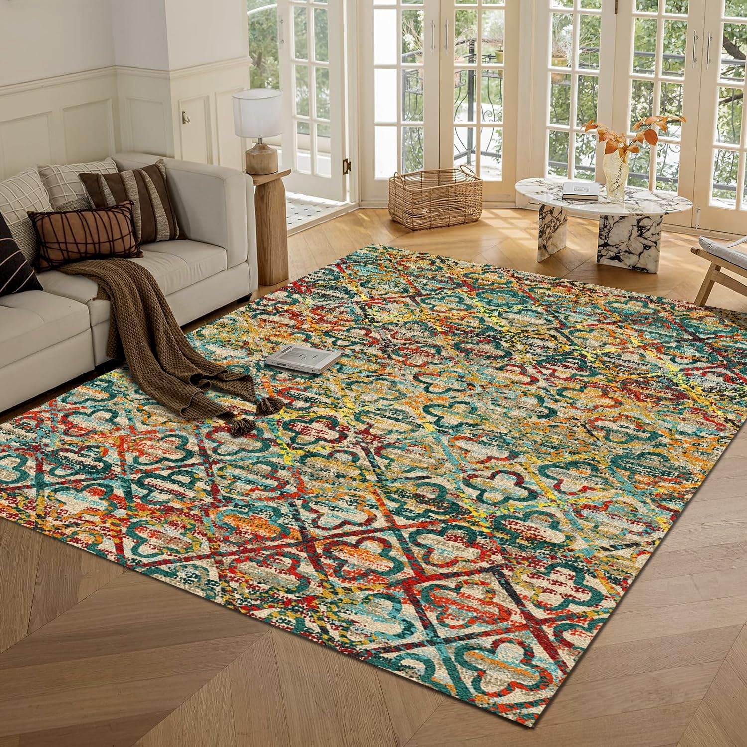 Washable Area Rugs 8ft x 10ft Non-Slip Stain Resistant for Home