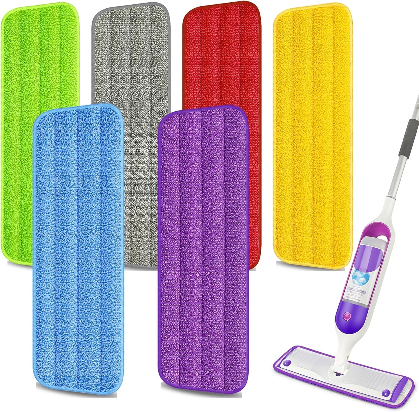 EXEGO 6-Pack Microfiber PowerMop Pads - Machine Washable Refills for Sparkling Floors!