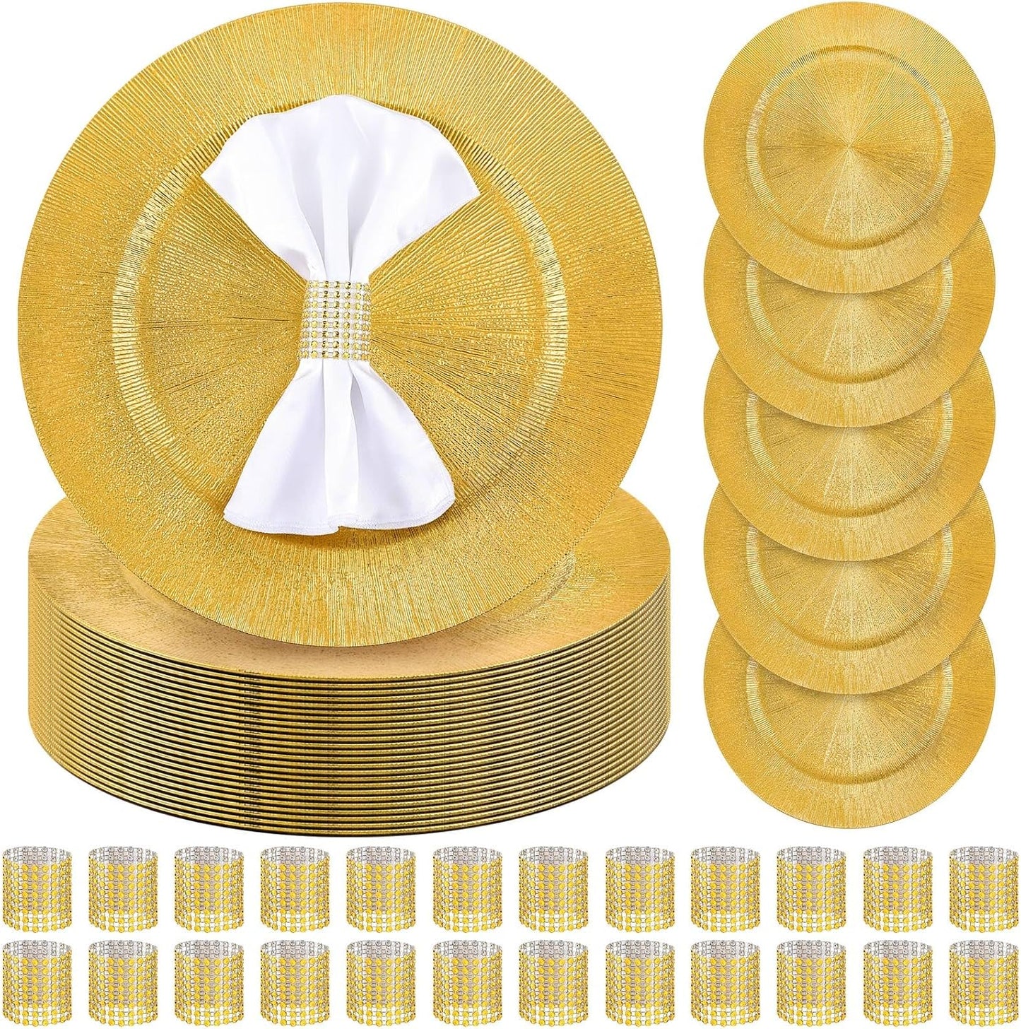 Gold Charger Plates Set: Elegant Table Decor - 24 pcs