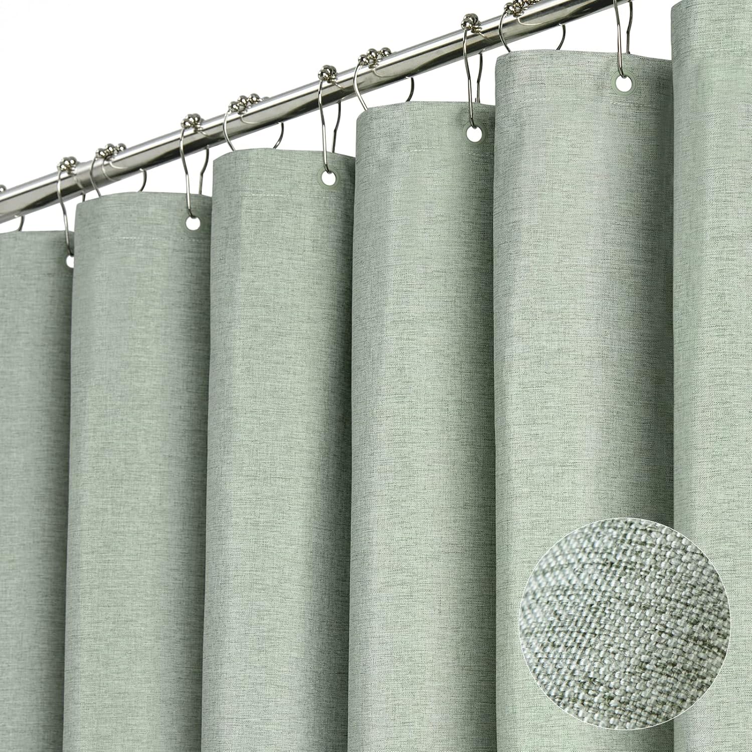 Luxury Sage Shower Curtain Set with Hooks