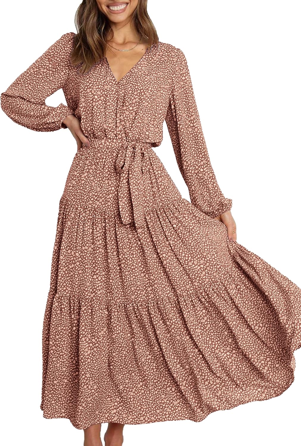 Floral Maxi Dress for Women with Long Sleeves and Ruffles