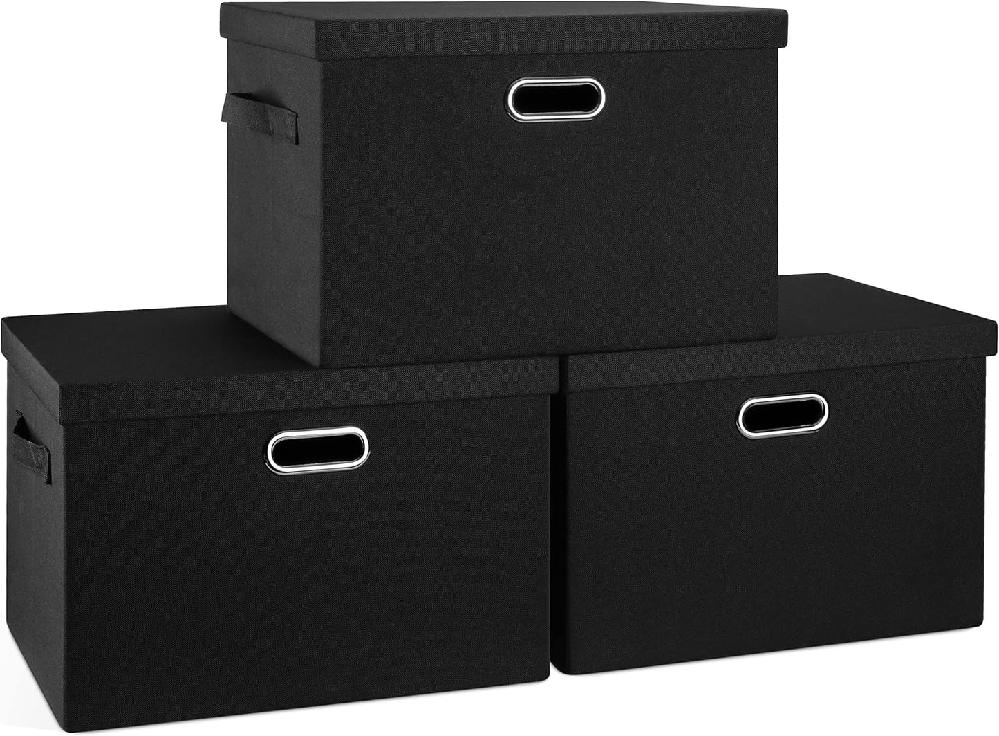 Large 17in Collapsible Storage Bins with Lids for Organizing