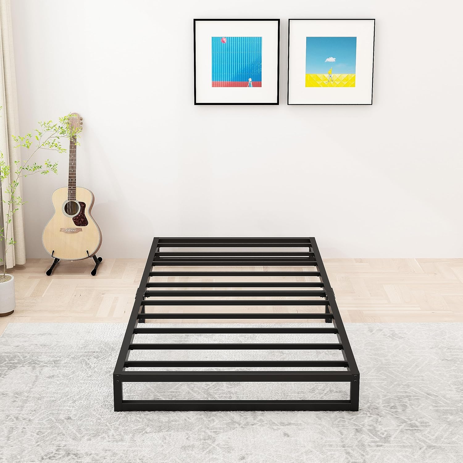 Heavy Duty Metal Twin Bed Frame No Box Spring Needed for Comfort