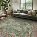 Washable Area Rugs 8x10 Green Boho Rug for Living Room