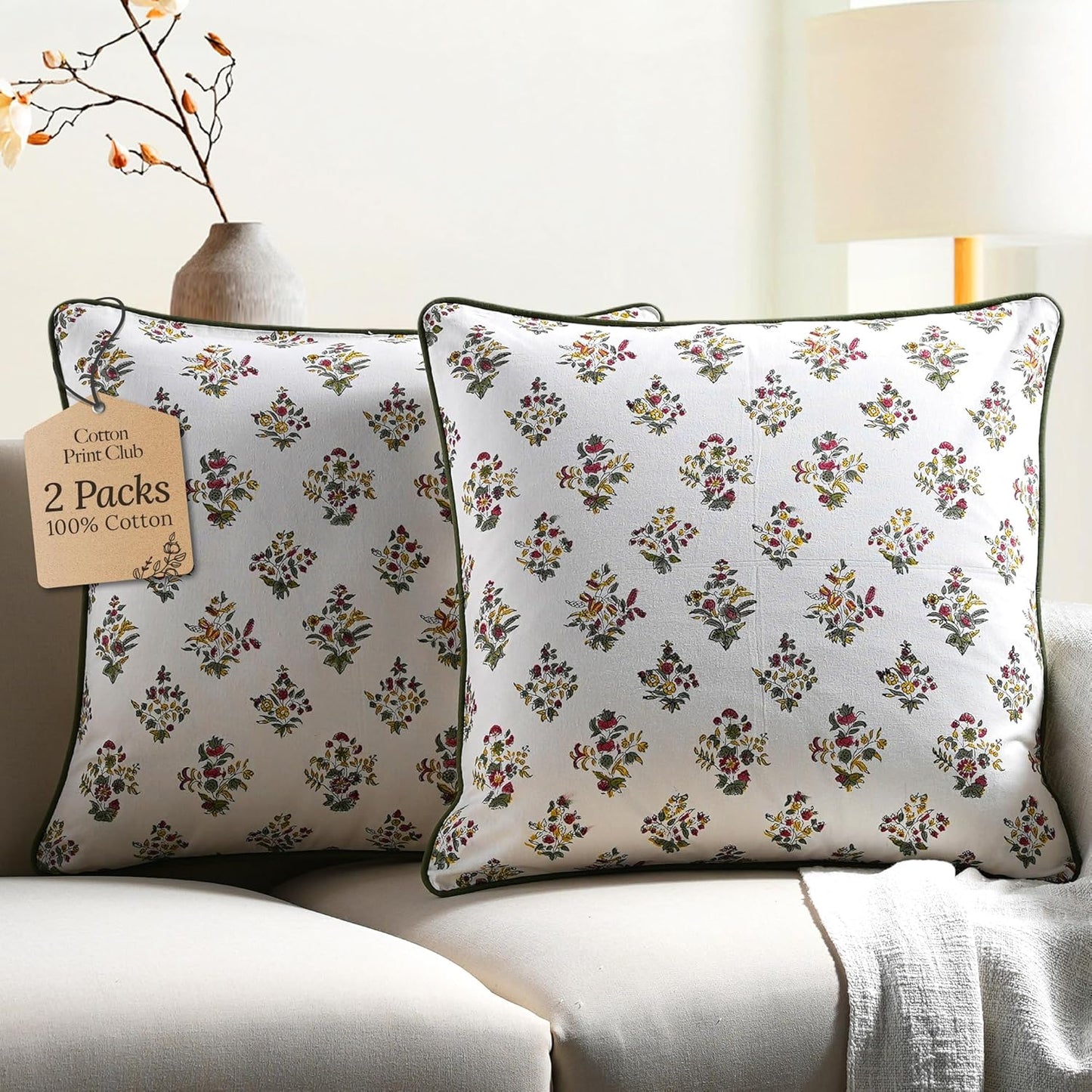 CPC 100% Cotton Throw Pillow Covers for Boho Home Decor