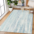 3x5 Washable Rug - Low Pile Blue Abstract Non-Slip Entryway Mat