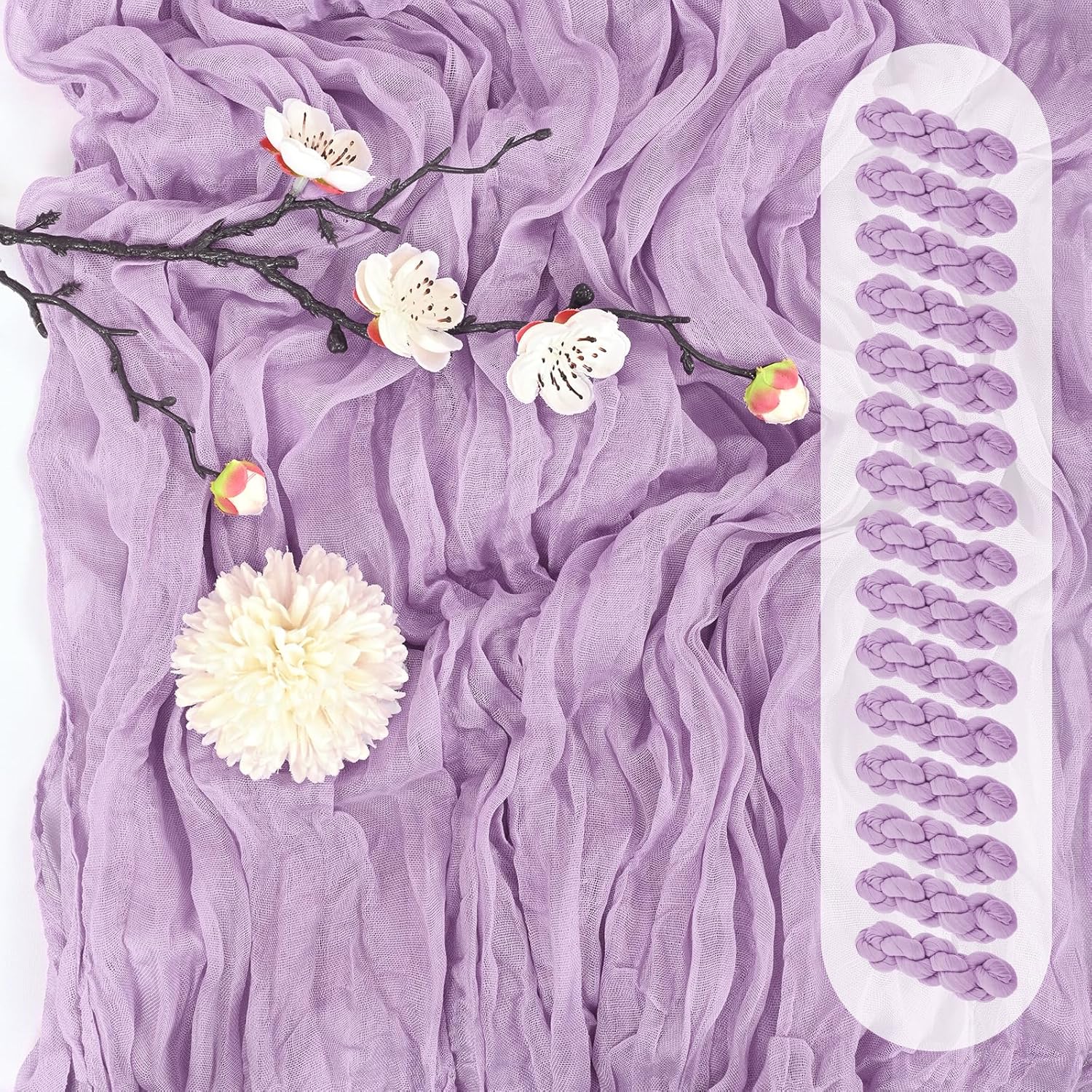 15 Pack Lavender Cheesecloth Table Runner for Elegant Decor