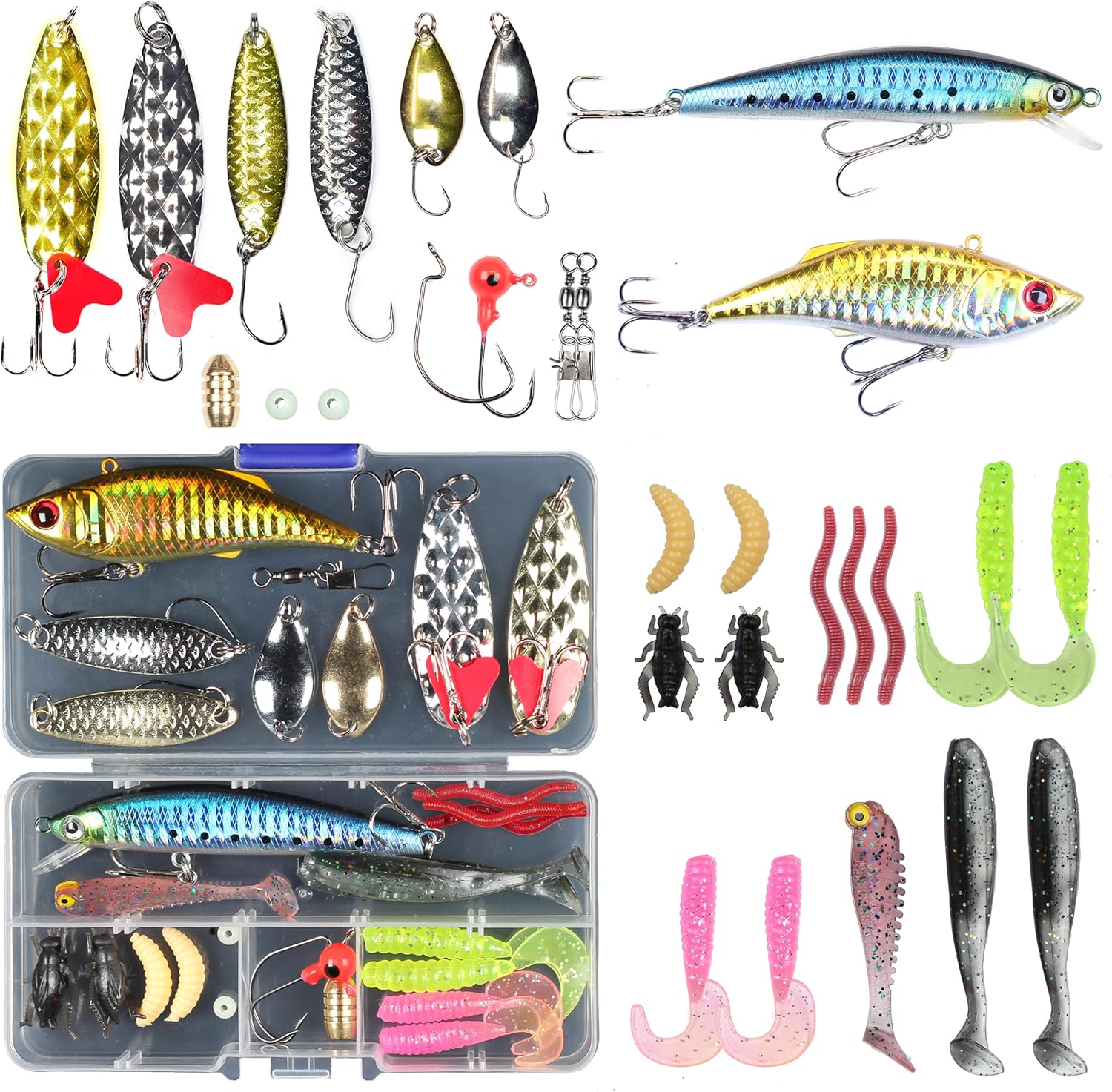 Premium Fishing Lure Set for Bass Trout Salmon - Perfect Tackle Kit