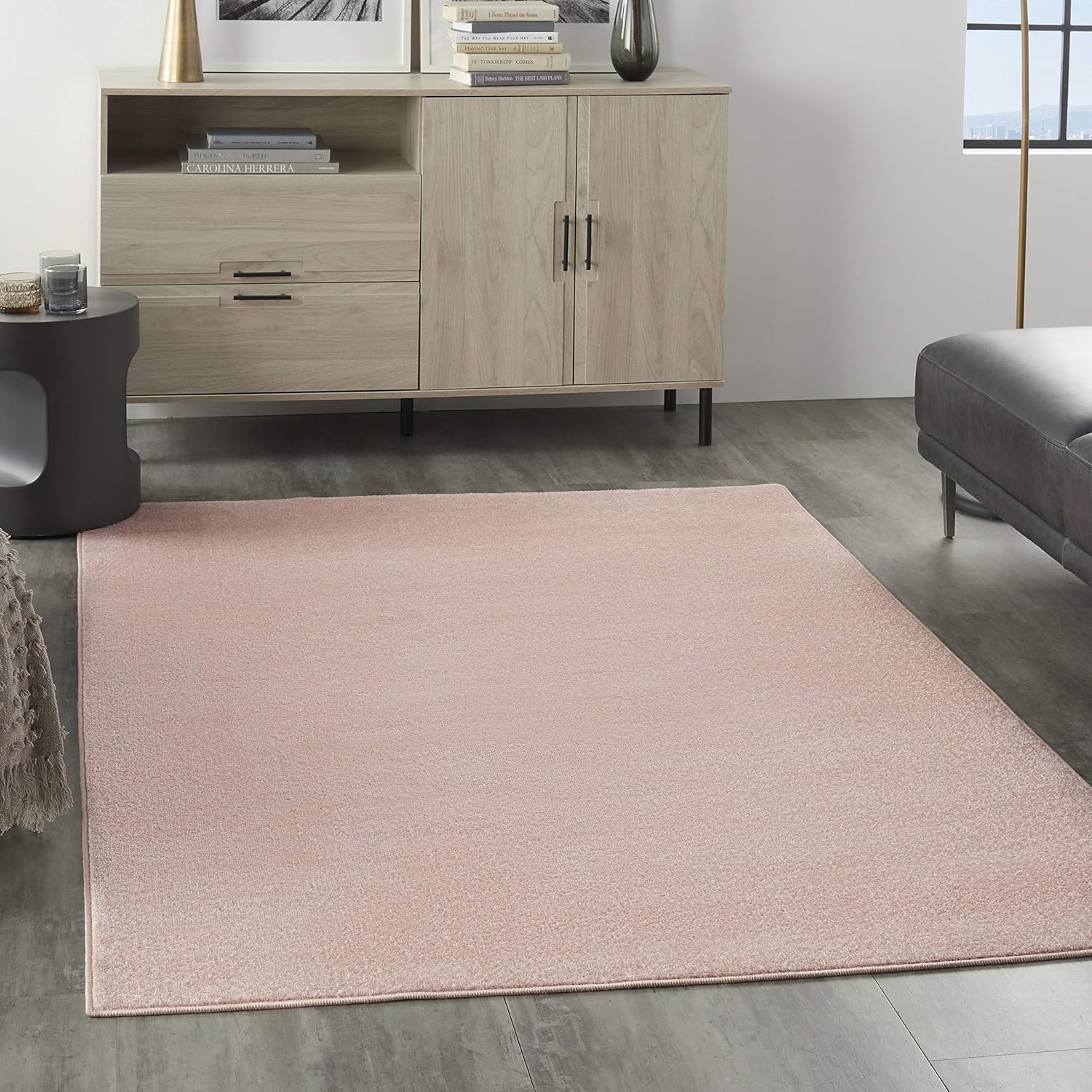 Nourison Home Essentials Solid Contemporary Pink Area Rug 6ft X 9ft