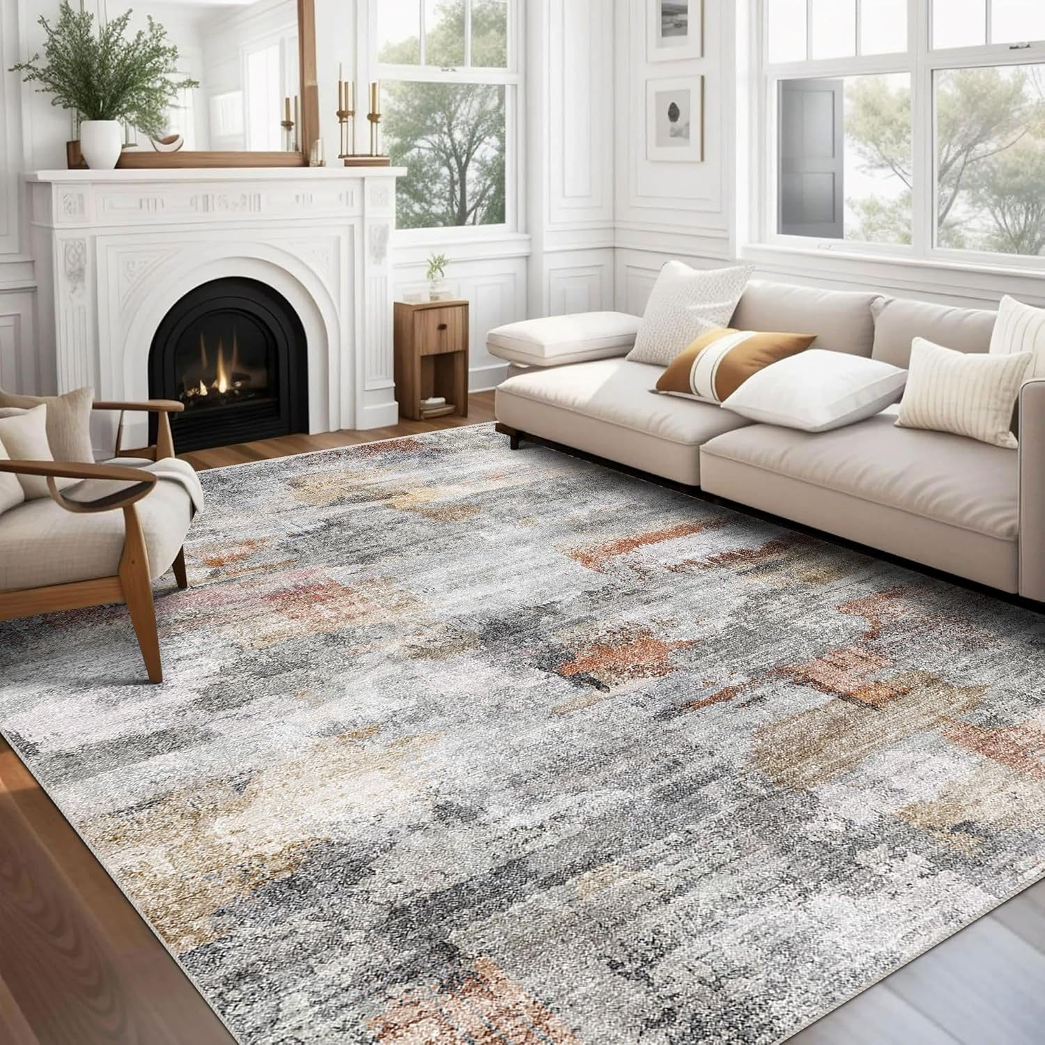 Vivorug Grey 9x12 Area Rugs for Living Room and Bedroom