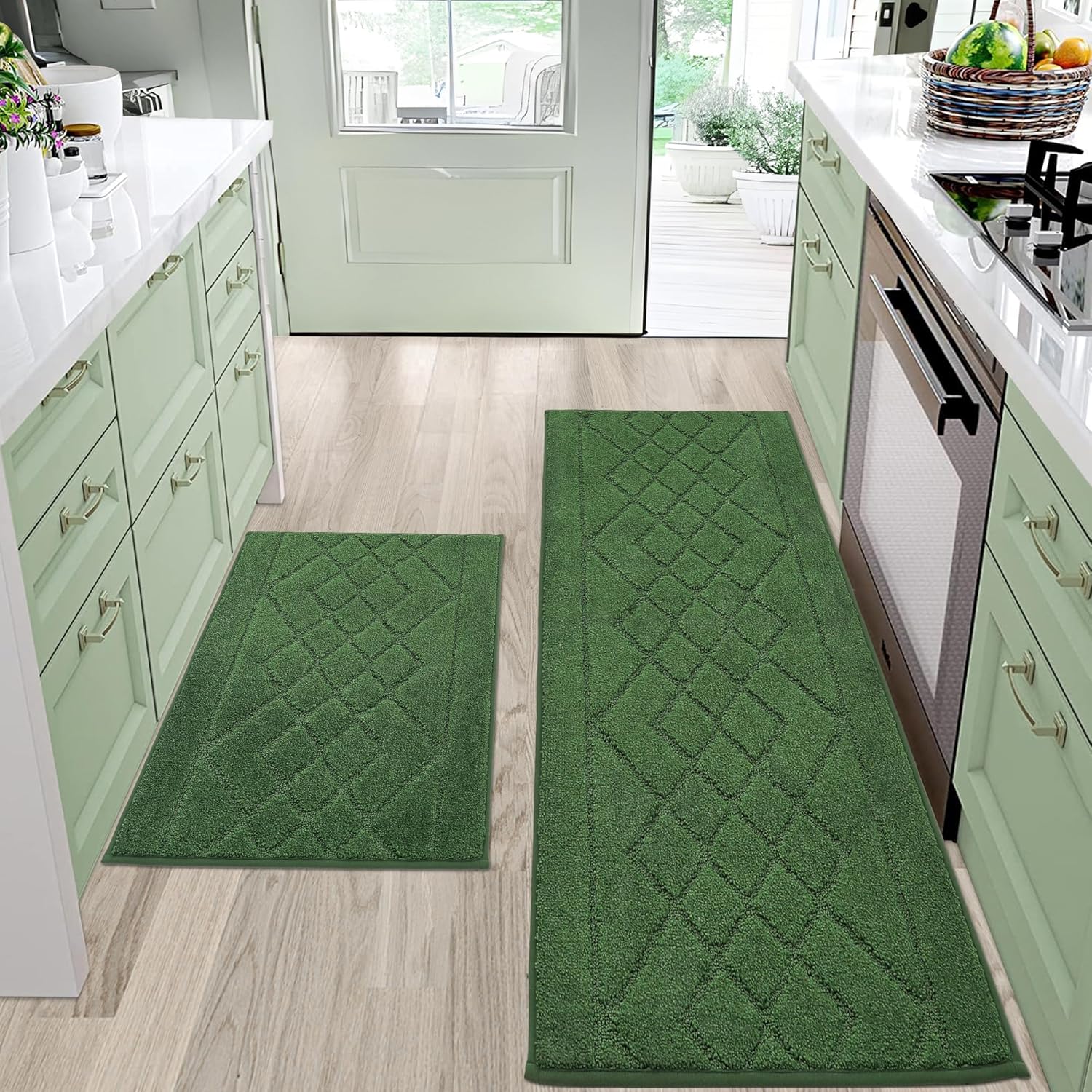 Non Slip Washable Kitchen Mats Set of 2 for Floor Use