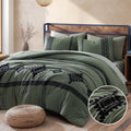 MAIREVE Olive Green Embroidery Comforter Set Queen - 7 Piece Boho