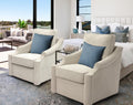 Set of 2 Swivel Accent Chairs: Comfy Modern Beige Upholstery
