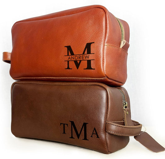 Personalized Leather Toiletry Bag for Men - Travel Essentials