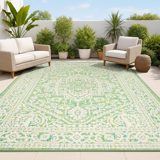 JONATHAN Y Medallion Weave Indoor Outdoor Area Rug for Patio