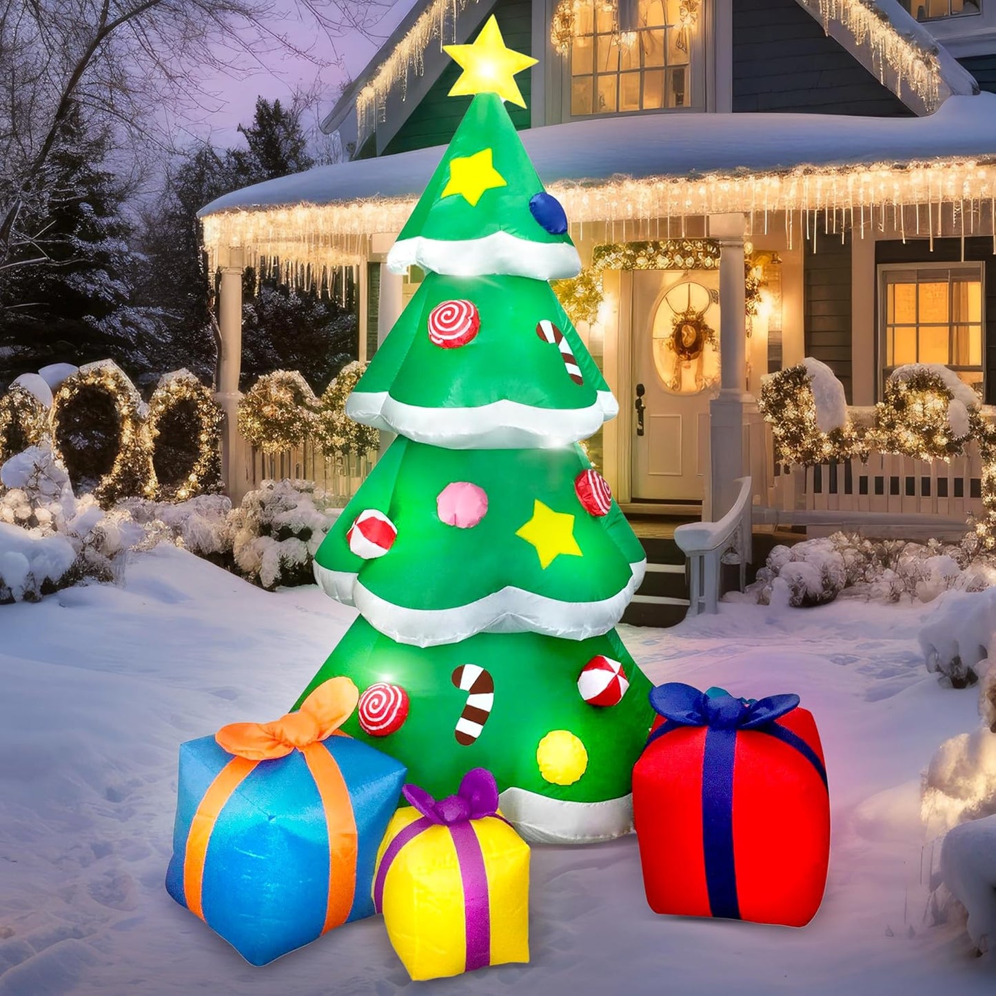 Giant 7 FT Christmas Inflatable Tree with LED Lights for Yard