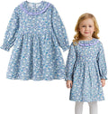 Vintage Floral Print Long Sleeve Dress for Baby Girls Casual Wear