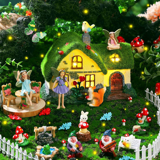 Suzile 50 Pcs Solar Fairy House Garden Accessories Set