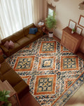 Area Rug 8x10 Machine Washable Non-Slip Low Pile Rug - Western Tribal