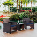 Wicker Patio Furniture Set 3 Piece Bistro - Compact 2-Seat Set