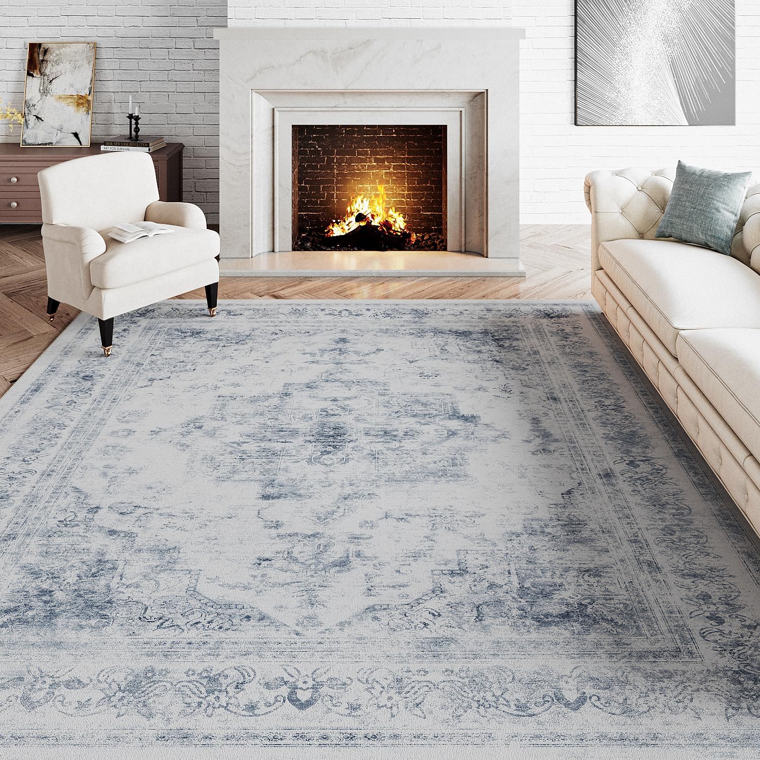 Vintage Boho Medallion Area Rug 5x7 Washable Soft Carpet