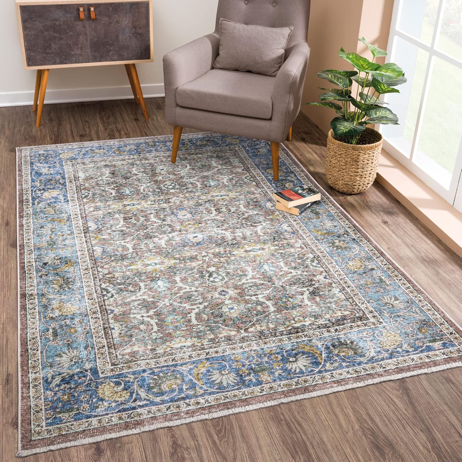 Caria Washable Non-Slip 9x12 Rug - Stylish Area Rug for Home